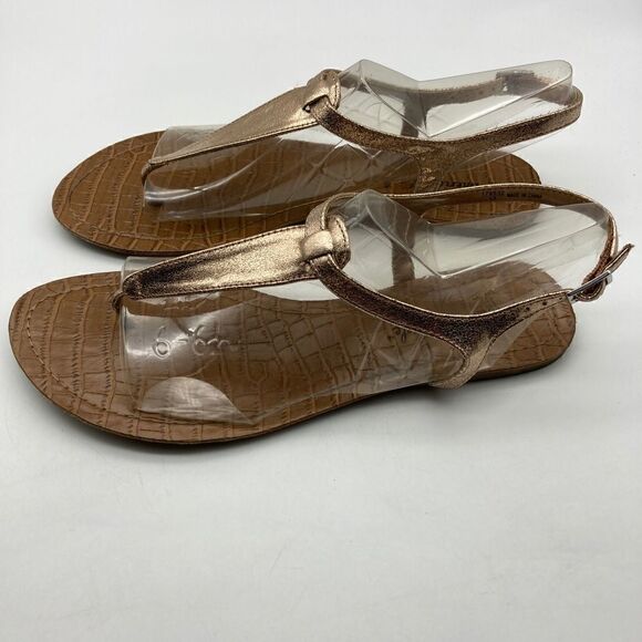 American Eagle Gold T-Strap Sandals Size 8 - Picture 1 of 10